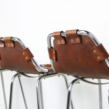 Charlotte Perriand - Les Arcs ski resort leather bar stools - Mid century French design - Vintage design lederen barkrukken 9