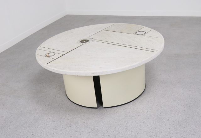 White slate Paul Kingma - mid century coffee table 1