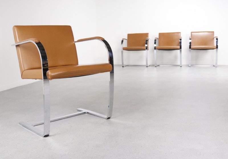 Ludwig Mies van der Rohe - Knoll international - BRNO mid century dinner chairs - vintage design eetkamerstoelen 1