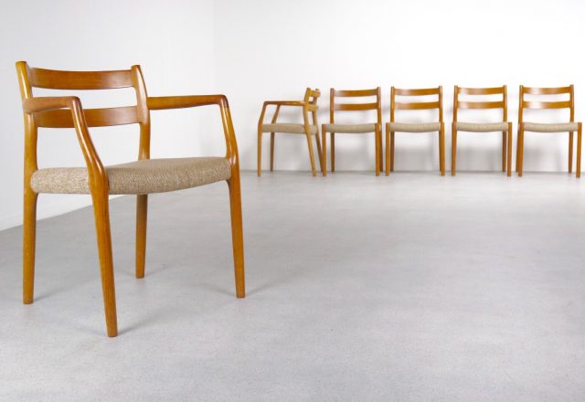 Niels O Møller - Model 84 + 67 mid century danish dining chairs - vintage eetkamerstoelen 1