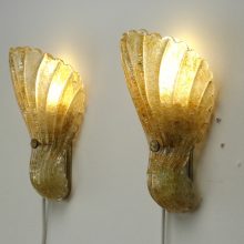 Barovier & Toso mid century Murano shell wall lamps - vintage design italiaanse wandlampen 4