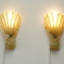 Barovier & Toso mid century Murano shell wall lamps - vintage design italiaanse wandlampen 5