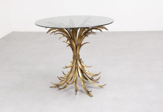 Hans Kögl - mid century gilded metal wheat side table - vintage design hollywood regency hans kogl bijzettafel 1