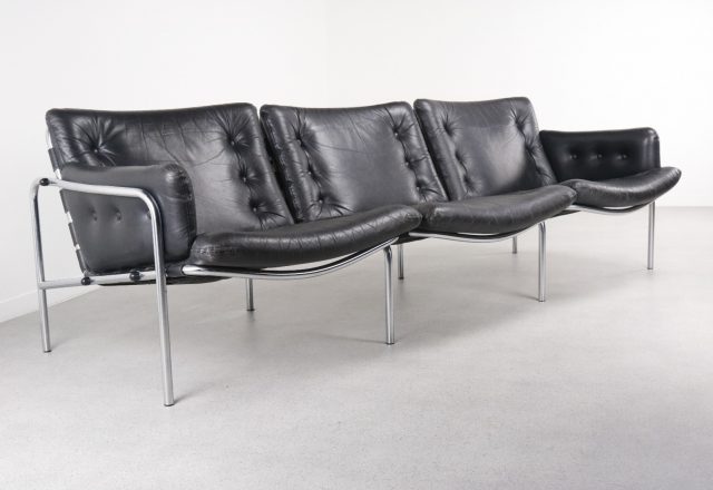 Martin Visser - \\'t Spectrum - Osaka 3 : BZ12 mid century dutch design leather sofa - vintage leren bank 1