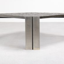 Brutalist fossil slate coffee table - Mid century - Vintage design salontafel 2