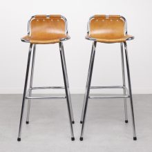 Charlotte Perriand - Les Arcs mid century leather bar stools French - vintage design barkruk 2