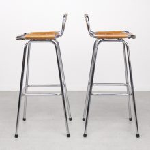 Charlotte Perriand - Les Arcs mid century leather bar stools French - vintage design barkruk 3