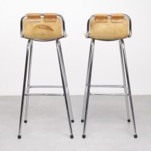 Charlotte Perriand - Les Arcs mid century leather bar stools French - vintage design barkruk 4