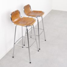 Charlotte Perriand - Les Arcs mid century leather bar stools French - vintage design barkruk 6