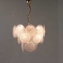 Gino Vistosi - Murano glass & brass chandelier - Mid century Italian - Vintage design messing kroonluchter 1