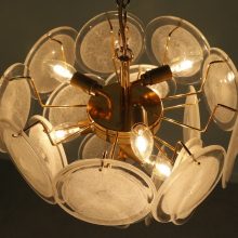 Gino Vistosi - Murano glass & brass chandelier - Mid century Italian - Vintage design messing kroonluchter 4