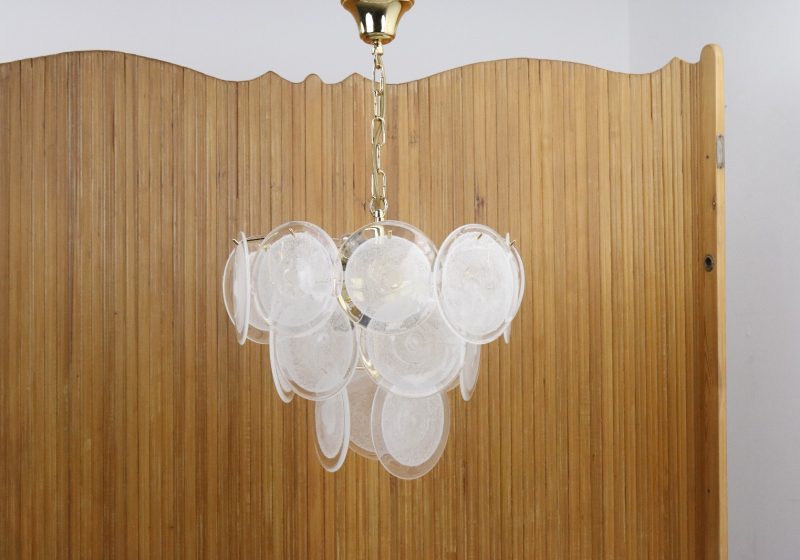 Gino Vistosi - Murano glass & brass chandelier - Mid century Italian - Vintage design messing kroonluchter 6