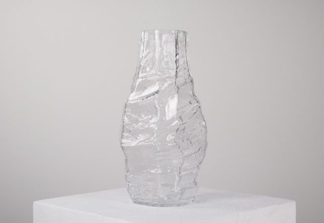 Ice glass vase mid century - vintage design glazen vaas 1