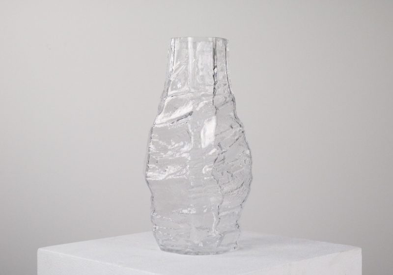 Ice glass vase mid century - vintage design glazen vaas 1