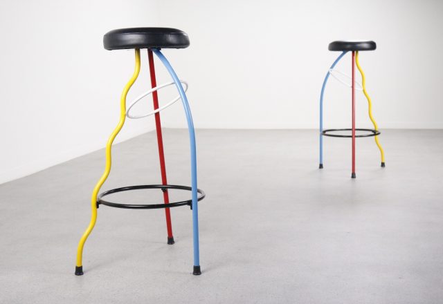 Javier Mariscal - Duplex postmodern bar stool Memphis - vintage post modern barkruk 1