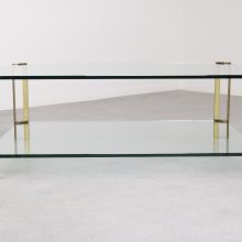 Peter Ghyczy - Double mid century coffee table - brass glass - vintage design glazen messing salontafel 2