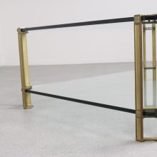 Peter Ghyczy - Double mid century coffee table - brass glass - vintage design glazen messing salontafel 6