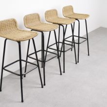 Rohe Noordwolde - Dirk van Sliedregt mid century wicker bar stools - Vintage design barkrukken 5