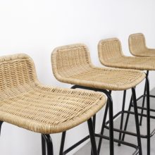 Rohe Noordwolde - Dirk van Sliedregt mid century wicker bar stools - Vintage design barkrukken 6