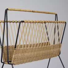 String - Wicker mid century Swedish magazine holder - vintage design lectuurbak 2