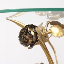 Pair of Hans Kögl - mid century gilded metal flowers side table - vintage design hollywood regency hans kogl bijzettafel 4