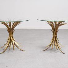 Pair of Hans Kögl - mid century gilded metal wheat side table - vintage design hollywood regency hans kogl bijzettafel 1