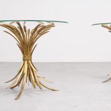 Pair of Hans Kögl - mid century gilded metal wheat side table - vintage design hollywood regency hans kogl bijzettafel 3