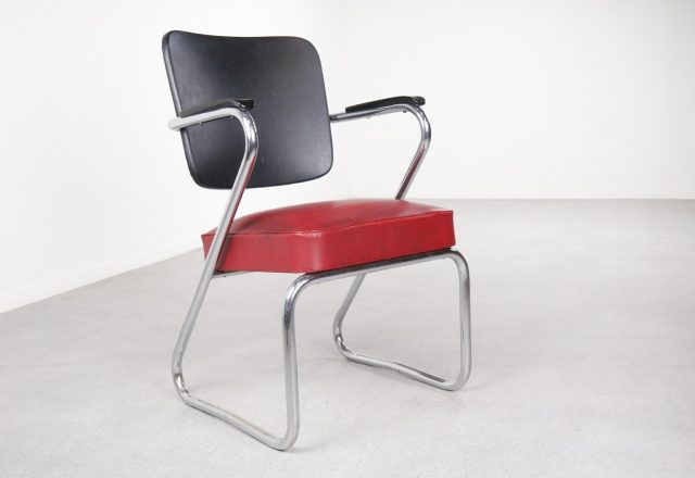 Paul Schuitema - Fana Metal - Mid century tubular arm desk chair 1950s - Vintage design bureaustoel 1