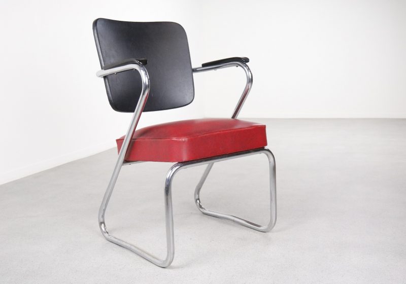 Paul Schuitema - Fana Metal - Mid century tubular arm desk chair 1950s - Vintage design bureaustoel 1