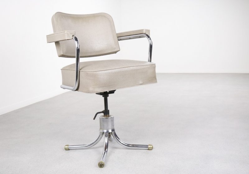 Paul Schuitema style - 1930s - Mid century tubular swivel barber chair - vintage design kapperstoel 1