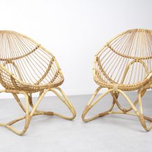 Rohe Noordwolde - Mid century dutch design rattan lounge chairs - vintage jaren 50 60 rotan fauteuils 7