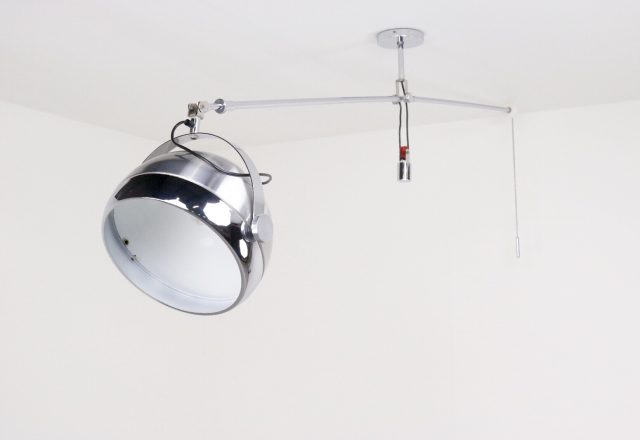 Goffredo Reggiani - Regianni Italy - Mid century chromed ceiling lamp - vintage italiaans design hengel plafondlamp 1970s 3