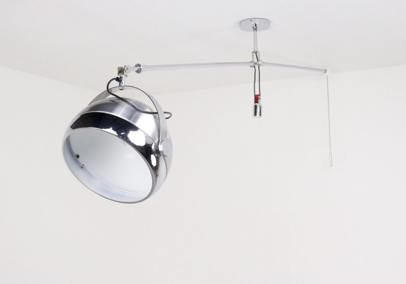 Goffredo Reggiani - Regianni Italy - Mid century chromed ceiling lamp - vintage italiaans design hengel plafondlamp 1970s 3