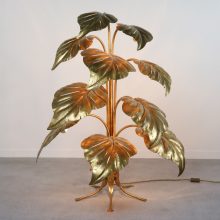 Hans Kögl - Mid century gilded metal leaves german design floor lamp - Hollywood regency Tomasso Barbi style - Vintage design 1960s 1970s vloerlamp 5