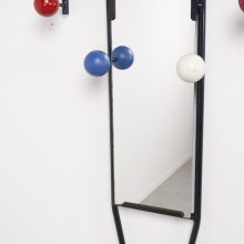 Mid century French modernist tubular coat rack : mirror Roger Feraud style - Vintage design kapstok : spiegel 6