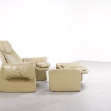 Vittorio Introini - Saporiti P60 P62 Propasals series - Mid century leather Italian lounge chair + ottoman - Vintage design Italiaans lederen fauteuil + hocker 5