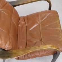 Yngve Ekström - Swedese Mid century Swedish leather lounge chair - vintage design 1960s 1970s lederen fauteuil 6