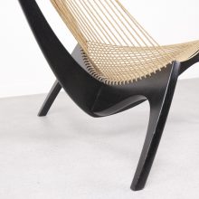 Jørgen Høvelskov \\' Harp \\' chair - Christensen & Larsen Møbelhadvaerk - Mid century Danish sculptural lounge chair with original flag halyard 1968 - Vintage Deens design fauteuil 1960s 5