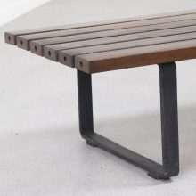 Large Martin Visser style Dutch slat bench - Wenge : iron base - Vintage design lattenbank 1960s 4