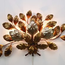 Mid century gilded Italian floral wall lamp Hans Kögl style Hollywood regency - Vintage design vergulde Italiaanse wandlamp 5