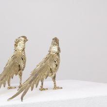 Mid century gilded brass love bird statues sculptures - French design - Vintage vergulden messing vogel beelden 5