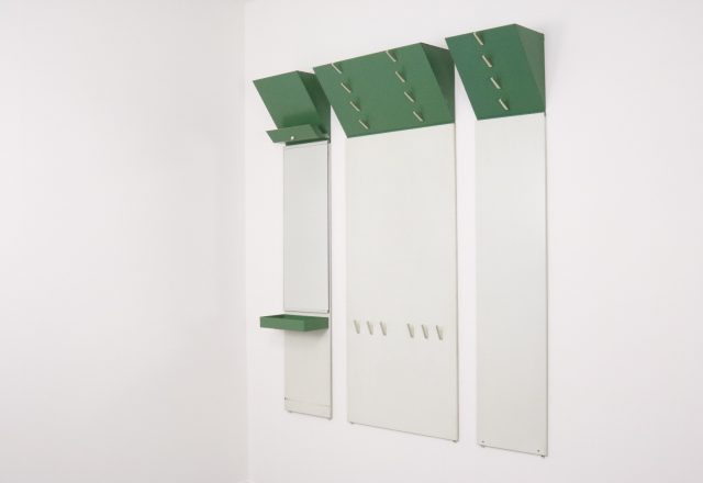 Tjerk Reijenga - Pilastro - modular industrial coatrack : wardrope with mirror and uplighter - Mid century Dutch design 1950s - Vintage Nederlands industriele kapstok : garderobe met spiegel 1