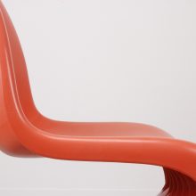 Verner Panton - Red S chairs - Fehlbaum Herman Miller 1970s Mid century molded plastic dining chairs - Vintage design eetkamerstoelen 3