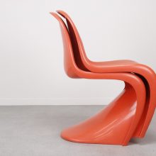 Verner Panton - Red S chairs - Fehlbaum Herman Miller 1970s Mid century molded plastic dining chairs - Vintage design eetkamerstoelen 7