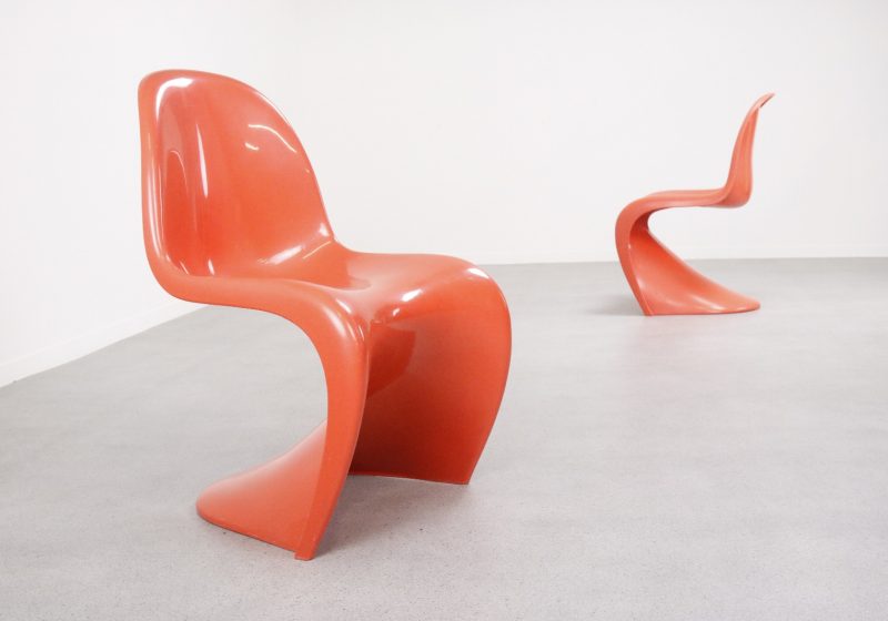 Verner Panton - Red S chairs - Fehlbaum Herman Miller 1970s Mid century molded plastic dining chairs - Vintage design eetkamerstoelen 9