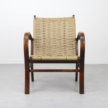 Vroom & Dreesmann - Audoux Minet style mid century dutch design lounge chair papercord seat - Vintage design fauteuil 2