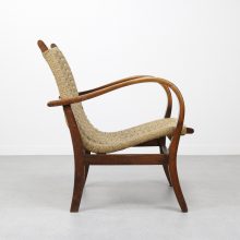 Vroom & Dreesmann - Audoux Minet style mid century dutch design lounge chair papercord seat - Vintage design fauteuil 3