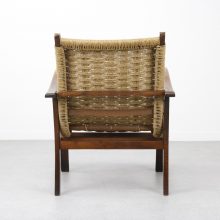 Vroom & Dreesmann - Audoux Minet style mid century dutch design lounge chair papercord seat - Vintage design fauteuil 4