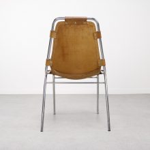 Charlotte Perriand - Les Arcs leather dining chair - Mid century French stacking chair - Vintage Frans design lederen stapelstoel 1960s 4