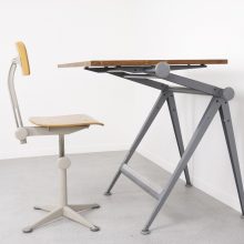Friso Kramer & Wim Rietveld - Reply drawing board drafting table with workshop chair - Ahrend de Cirkel - Mid century Dutch industrial design 1960s - Vintage industriele Tekentafel + atelierstoel 4